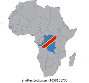ilustración vectorial del Mapa de la República Democrática del Congo con bandera nacional