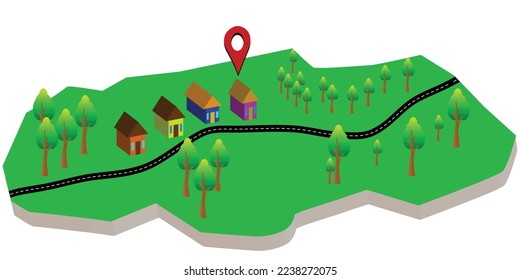 vector illustration map, the destination is marked accurately