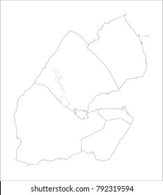 Vector Illustration Map of Djibouti in white background for continue, Map Of Djibouti Isolated On White Background.