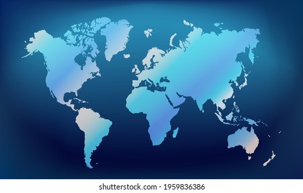 Vector illustration of a map of the earth. Vector geographical elements illustrated on a blue background.