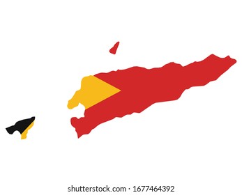 vector illustration of Map of East Timor with national flag on white background