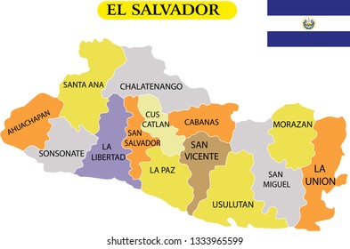 Vector Illustration Map El Salvador Stock Vector (Royalty Free ...