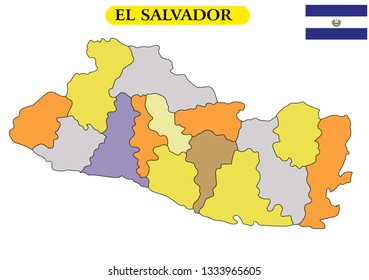 Vector illustration of map of El Salvador
