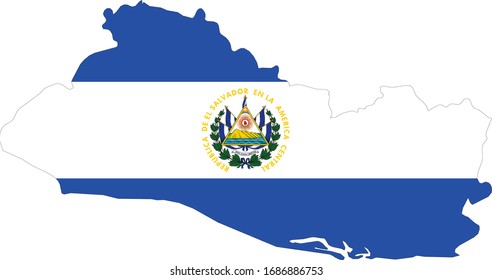 vector illustration of Map of El Salvador with national flag