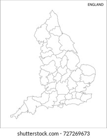 Vector Illustration Map of England (United Kingdom) in white background for continue.