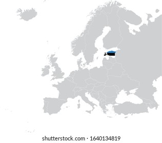 vector illustration of Map of Estonia with national flag