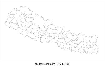 Vector Illustration Map of Federal Democratic Republic of Nepal in white background for continue.