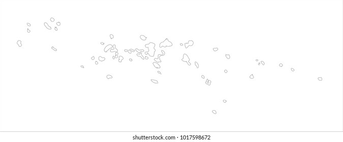 Vector Illustration Map of Federated States of Micronesia in white background for continue, Map Of Federated States of Micronesia Isolated On White Background.