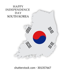 Vector illustration of a map fill with Flag color for South Korea Independence Day.