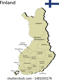 Vector illustration of map of Finland country