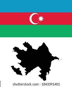vector illustration of Map and Flag of Azerbaijan
