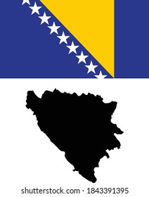 vector illustration of Map and Flag of Bosnia and Herzegovina