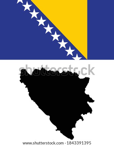 vector illustration of Map and Flag of Bosnia and Herzegovina