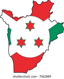 Vector Illustration of a Map and Flag from Burundi