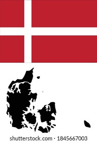 vector illustration of Map and Flag of Denmark