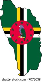 Vector Illustration of a Map and Flag from Dominica
