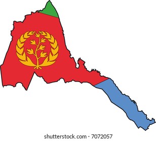 Vector Illustration of a Map and Flag from Eritrea