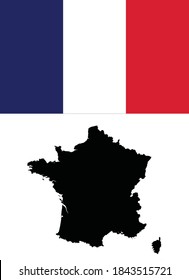 vector illustration of Map and Flag of France