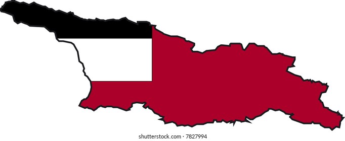 Vector Illustration of a Map and Flag from Georgia