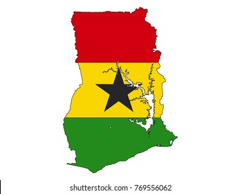 Vector illustration of map and flag of Ghana