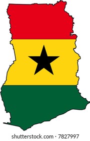 Vector Illustration of a Map and Flag from Ghana