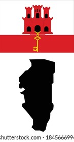 ilustración vectorial de Map y Flag of Gibraltar