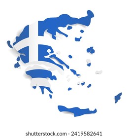 Vector Illustration. Map and flag of Greece.
