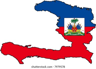 Vector Illustration of a Map and Flag from Haiti