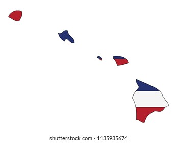 Vector illustration of Map and Flag of Hawaii