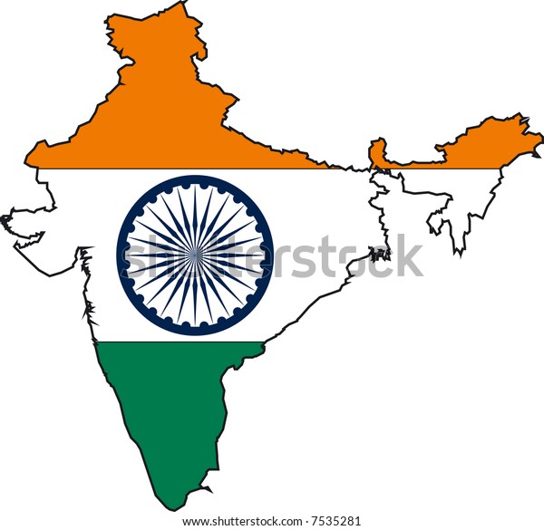 Vector Illustration Map Flag India Stock Vector (Royalty Free) 7535281 ...