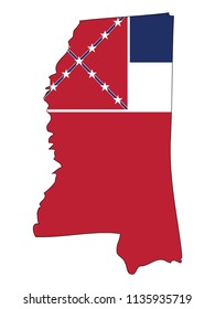 Vector illustration of Map and Flag of Mississippi