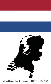 ilustración vectorial de Map y Flag of Netherlands