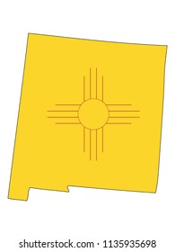 Vector illustration of Map and Flag of New Mexico