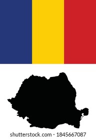 ilustración vectorial de Map y Flag de Rumanía