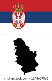 vector illustration of Map and Flag of Serbia