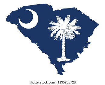 Vector illustration of Map and Flag of South Carolina