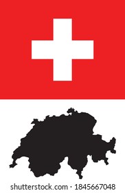 Vektorgrafik von Karte und Flagge der Schweiz