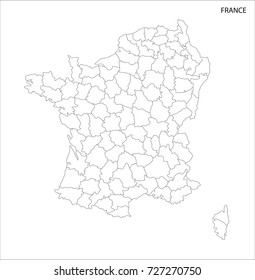 Vector Illustration Map of France in white background for continue.