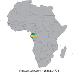 vector illustration of Map of Gabon with national flag