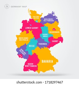 Vector Illustration Map Of Germany With Names 