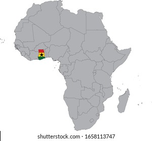 vector illustration of Map of Ghana with national flag