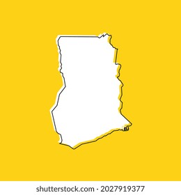 Vector Illustration of the Map of Ghana on yellow Background