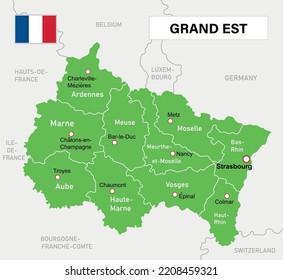 Vector illustration map of the Grand Est region