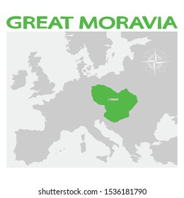 vector illustration with map of the Great Moravia