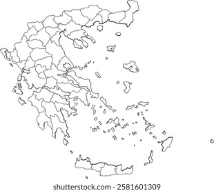 vector illustration of a map of Greece with regional divisions 