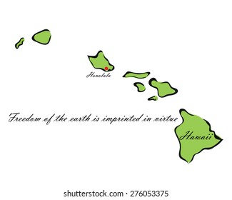 Vector illustration map Hawaii is one of the states of America isolated on a white background
