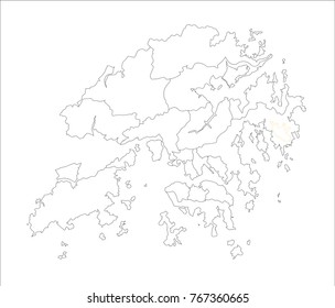 Vector Illustration Map of Hong Kong in white background for continue.