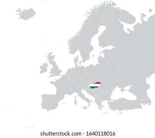 vector illustration of Map of Hungary with national flag