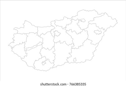 Vector Illustration Map of Hungary in white background for continue.