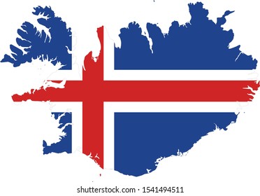 vector illustration of Map of Iceland with national flag